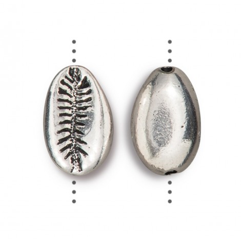 14x10mm TierraCast Cowrie Shell Beads - Antique Fine Silver Plated - Each