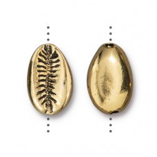 14x10mm TierraCast Cowrie Shell Beads - Antique 22K Gold Plated - Each