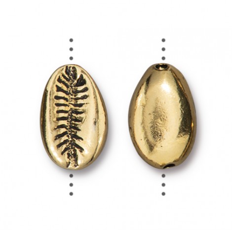 14x10mm TierraCast Cowrie Shell Beads - Antique 22K Gold Plated - Each