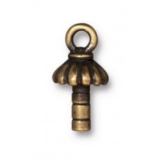 16x8.4mm TierraCast Glue-In Rope Cap Bail - Brass Oxide - Pack of 2