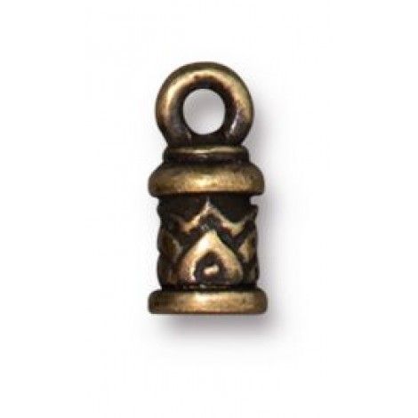 2mm ID TierraCast Temple Cord Crimp End - Brass Oxide - Pack of 2