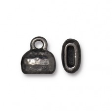 10x11mm (2x6mmID) TierraCast Distressed Crimp Cord End Cap - Black Oxide