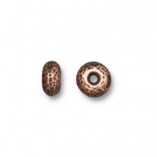 7x4mm TierraCast Distressed Rondelle Bead - Antique Copper