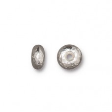 7x4mm TierraCast Distressed Rondelle Bead - White Bronze Plated
