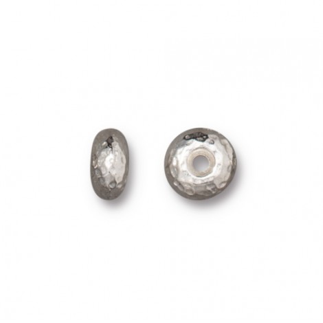 7x4mm TierraCast Distressed Rondelle Bead - White Bronze Plated