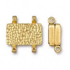 16.5x13mm TierraCast Hammertone 2-Loop Magnetic Clasp - Bright 22K Gold Plated