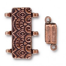 25x13mm TierraCast Temple 3-Loop Magnetic Clasp - Antique Copper Plated - Each