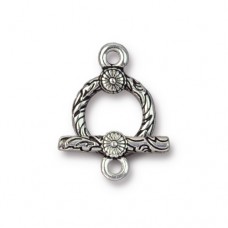 11mm TierraCast Bar & Ring Western Toggle Clasp Set - Antique Silver Plated - Per Set