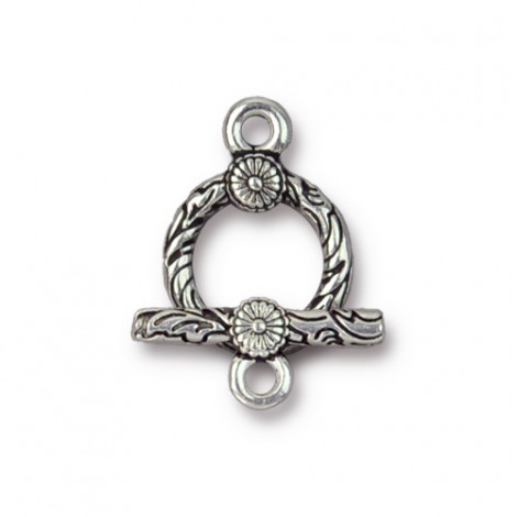 11mm TierraCast Bar & Ring Western Toggle Clasp Set - Antique Silver Plated - Per Set