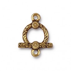 11mm TierraCast Bar & Ring Western Toggle Clasp Set - Antique 22K Gold Plated