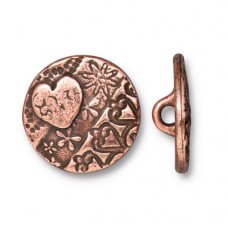 16.5mm TierraCast Amor Round Button - Antique Copper