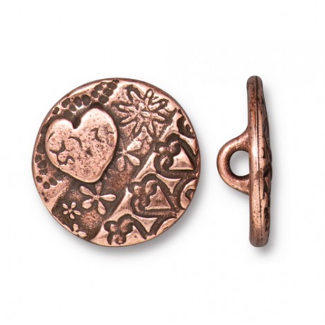 16.5mm TierraCast Amor Round Button - Antique Copper