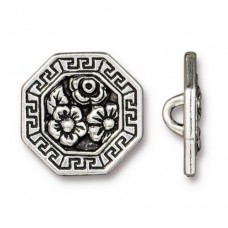 17mm TierraCast Blossom Button - Antique Silver