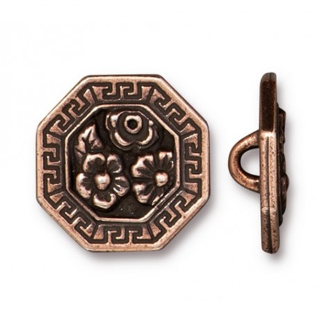 17mm TierraCast Blossom Button - Antique Copper - Each