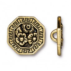 17mm TierraCast Blossom Button - Antique Gold