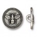 15mm TierraCast Bee Button - Antique Fine Silver Plated