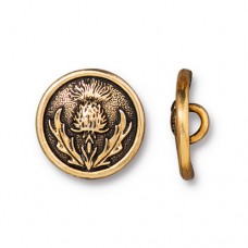 14.5mm TierraCast Thistle Button - Antique 22K Gold Plated