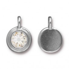 11.6x16.6mm TierraCast Swarovski Stepped SS34 Crystal Drop - White Bronze Pl (Silver)/Crystal - Each