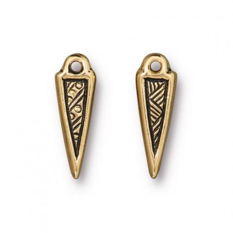 17x6mm TierraCast Ethnic Spike - Antique 22K Gold - Pack of 2