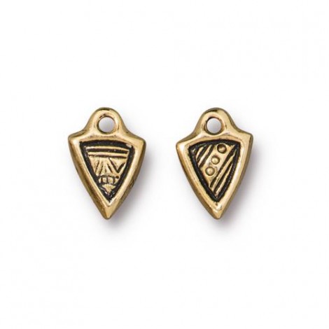 11x7.7mm TierraCast Ethnic Dart - Antique 22K Gold Plated - Pack of 4