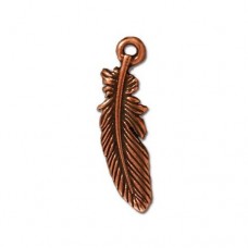 20mm TierraCast Feather Charm - Antique Copper