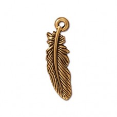 20mm TierraCast Feather Charm - Antique Gold