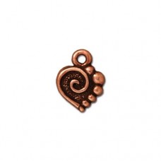 10x12mm TierraCast Spiral Heart Charm - Antique Copper Plated - Pack of 2
