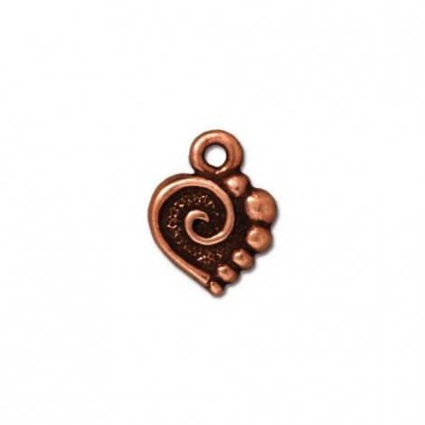 10x12mm TierraCast Spiral Heart Charm - Antique Copper Plated