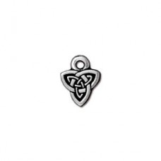 10x8mm TierraCast Celtic Triad Charm - Antique Fine Silver Plated