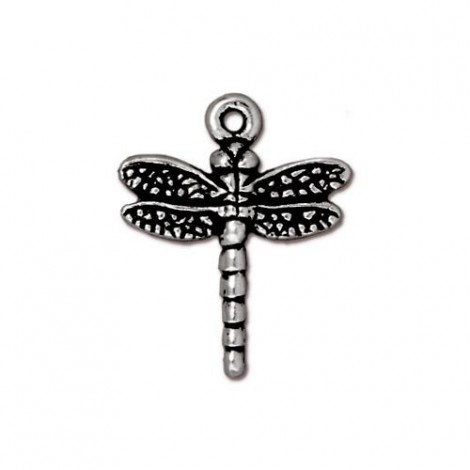 20mm TierraCast Dragonfly Charms - Antique Fine Silver Plated - Pack of 2