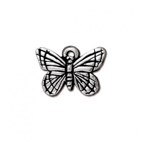 16x11mm TierraCast Monarch Butterfly Charm - Antique Fine Silver Plated - Pack of 2