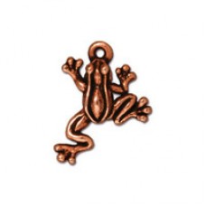 15mm TierraCast Leap Frog Charm - Antique Copper Plated