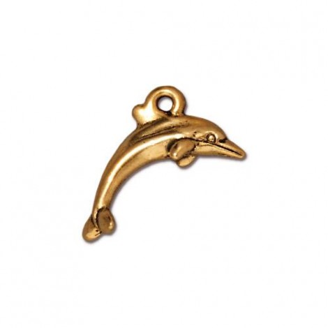 17mm TierraCast Dolphin Charm - 22K Gold Plated