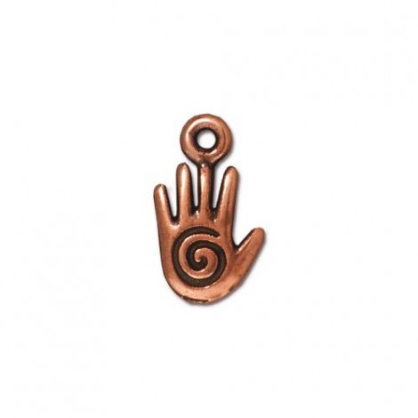12mm TierraCast Small Spiral Hand Charm - Ant Copper - Pack of 2