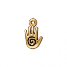 8x14mm TierraCast Small Spiral Hand Charm - Antique 22K Gold Plated - Pack of 2
