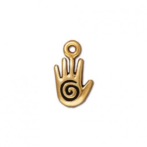 8x14mm TierraCast Small Spiral Hand Charm - Antique 22K Gold Plated - Pack of 2