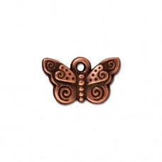 15mm TierraCast Spiral Butterfly Charm - Ant Copper
