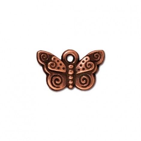 15mm TierraCast Spiral Butterfly Charm - Antique Copper - Pack of 2