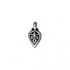 12x8mm TierraCast Palmette Drop - Antique Fine Silver Plated - Pack of 2