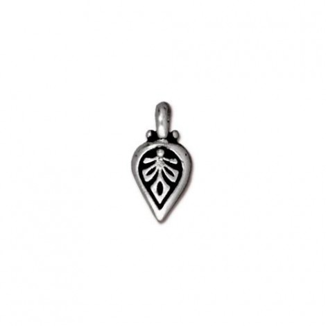 12x8mm TierraCast Palmette Drop - Antique Fine Silver Plated - Pack of 2
