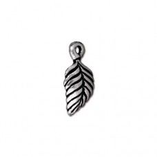15mm TierraCast Birch Leaf Charm - Antique Fine Silver Plated - Pack of 2