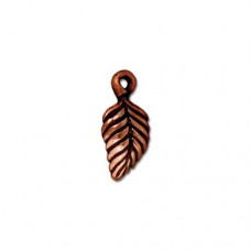 15mm TierraCast Birch Leaf Charm - Antique Copper Plated - Pack of 2