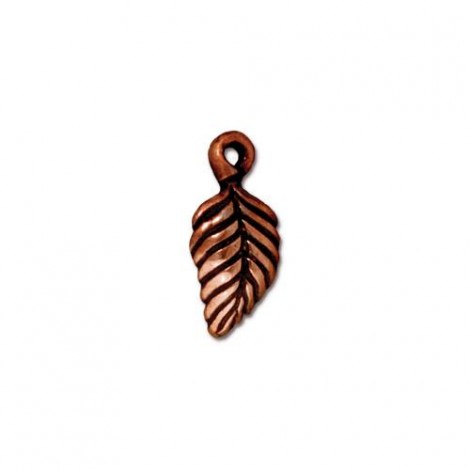 15mm TierraCast Birch Leaf Charm - Antique Copper Plated