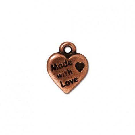 10mm TierraCast Made with Love Heart Charm - Copper