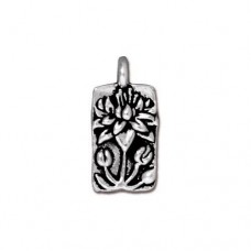 17x9mm TierraCast Floating Lotus Drop - Antique Fine Silver - Pack of 2
