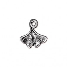 13mm TierraCast Ginkgo Leaf Charm - Antique Fine Silver Plated - Pack of 2