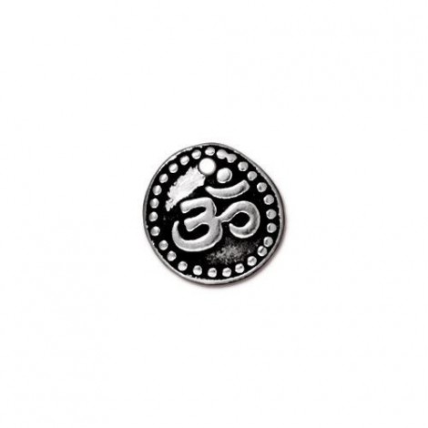 10mm TierraCast Aum Symbol Drop - Ant Silver - Pack of 2