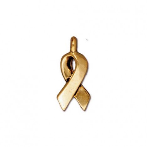 17mm TierraCast Awareness Drop Charm - Antique 22K Gold Plated - Pack of 2