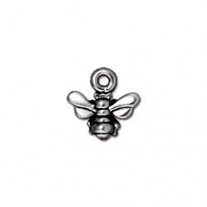 11mm Tiny TierraCast Honeybee Charms - Antique Fine Silver Plated