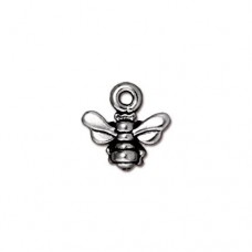 11mm Tiny TierraCast Honeybee Charms - Antique Fine Silver Plated - Pack of 2